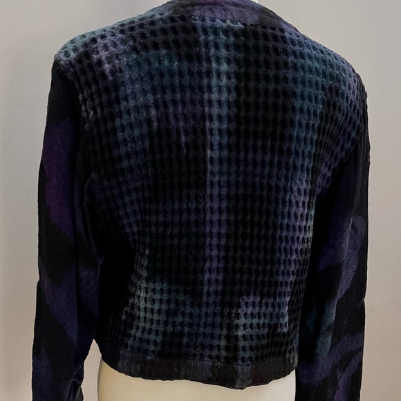 Nadya Cotton Waffle Weave Purple, Blue & Black Hand-dyed Jacket, sz S (1) - Picture 6 of 12